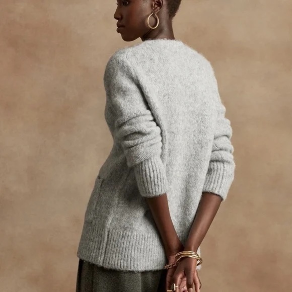 Banana Republic Alpaca Blend Oversized Heather Grey Cardigan with Pockets - Picture 3 of 7